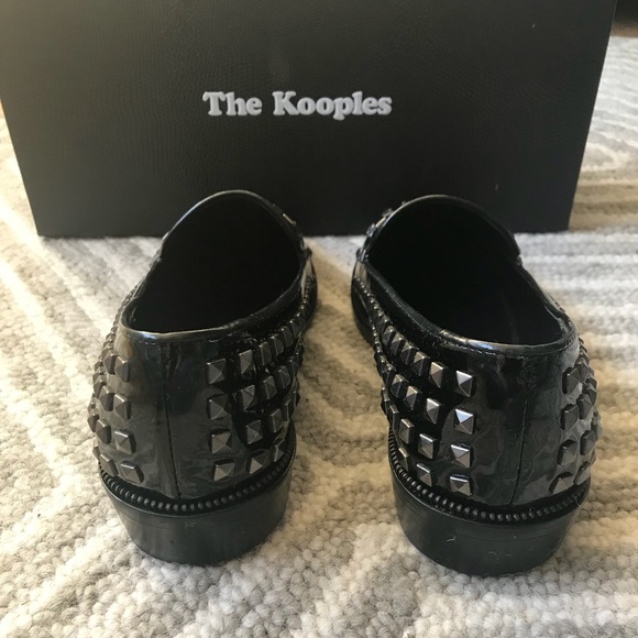 The Kooples Black Pyramid Studded Patent Leather Flats / Loafers Size 37 - Picture 5 of 8